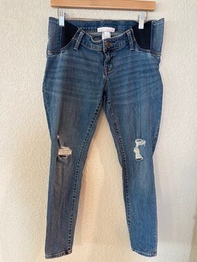 Blue Distressed Women’s maternity skinny Jeans